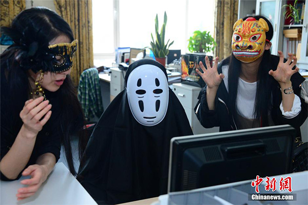 Chinese company encourages mask wearing to fight stress