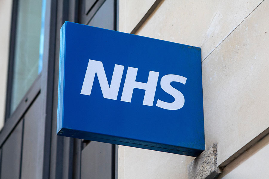 NHS healthcare building sign