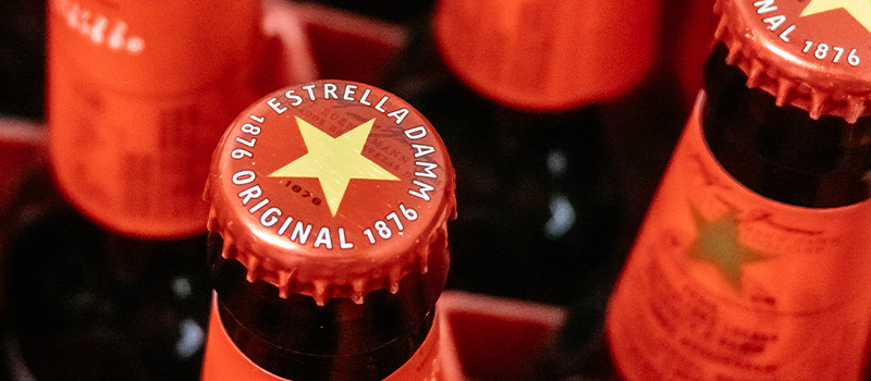 Estrella Damm beer bottle tops