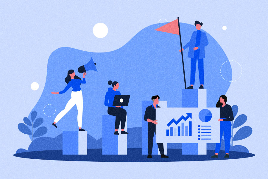 Teamwork achieving business growth