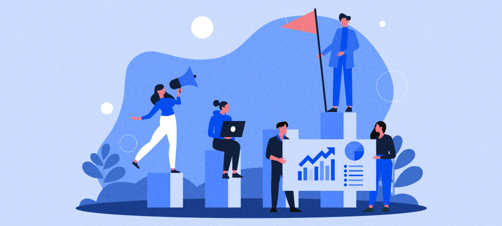 Teamwork achieving business growth