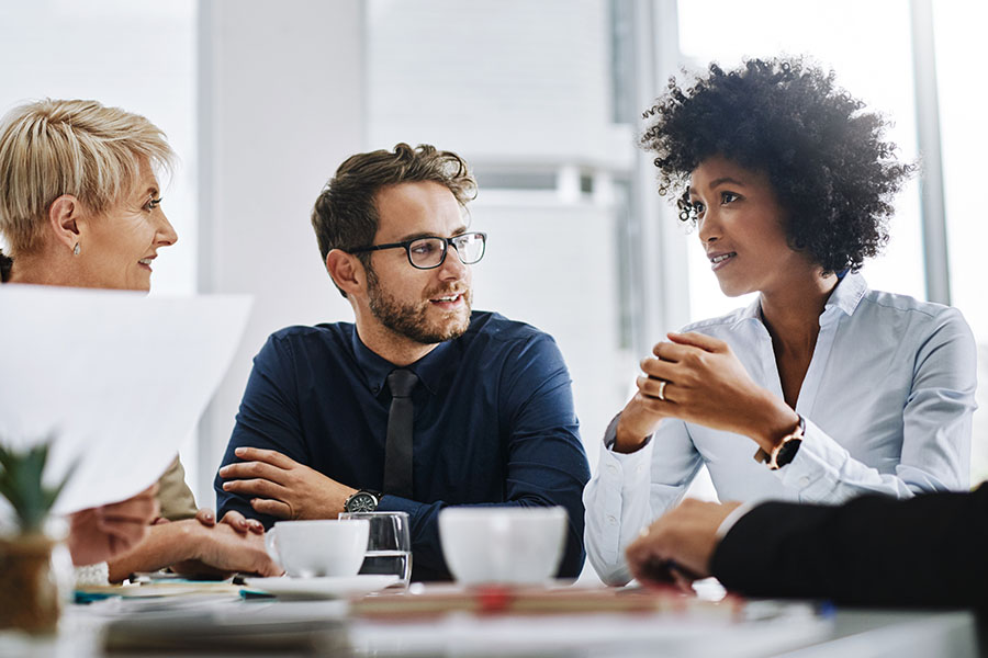 Diverse team in business meeting