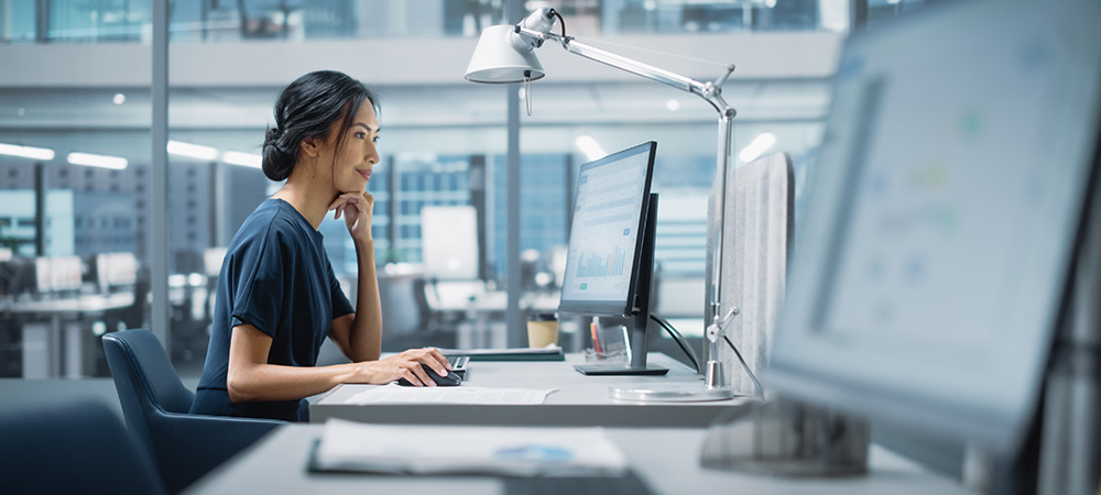 Woman working at office computer