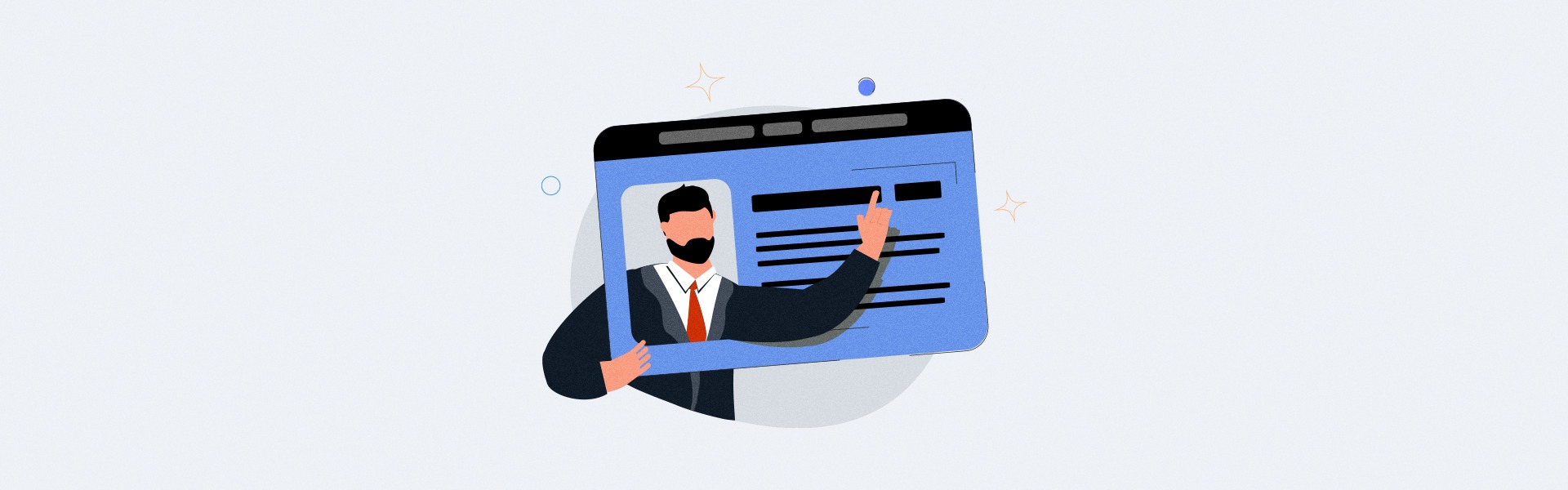 Graphic of a businessman holding a digital ID card