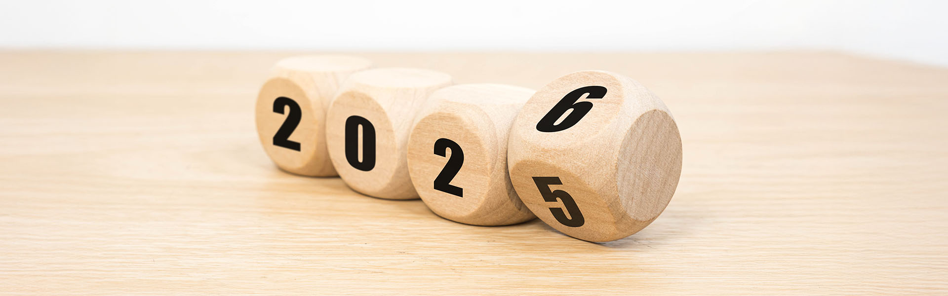 Wooden blocks changing to 2026