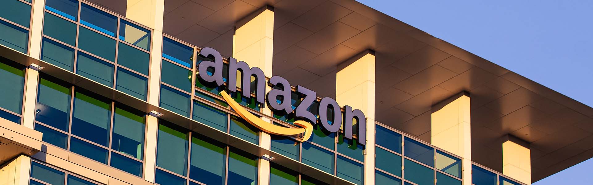 Amazon office building exterior logo