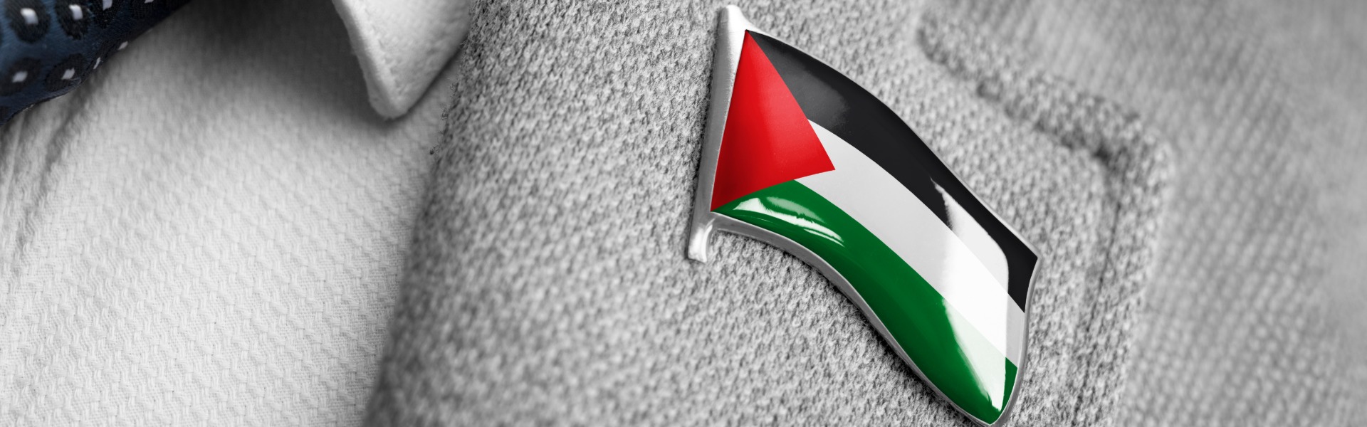 Palestinian flag pin on suit
