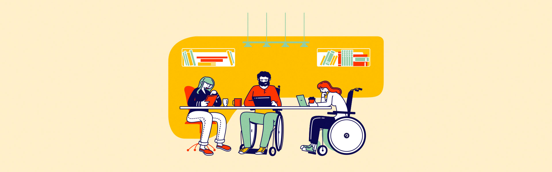 Diverse students studying together illustration