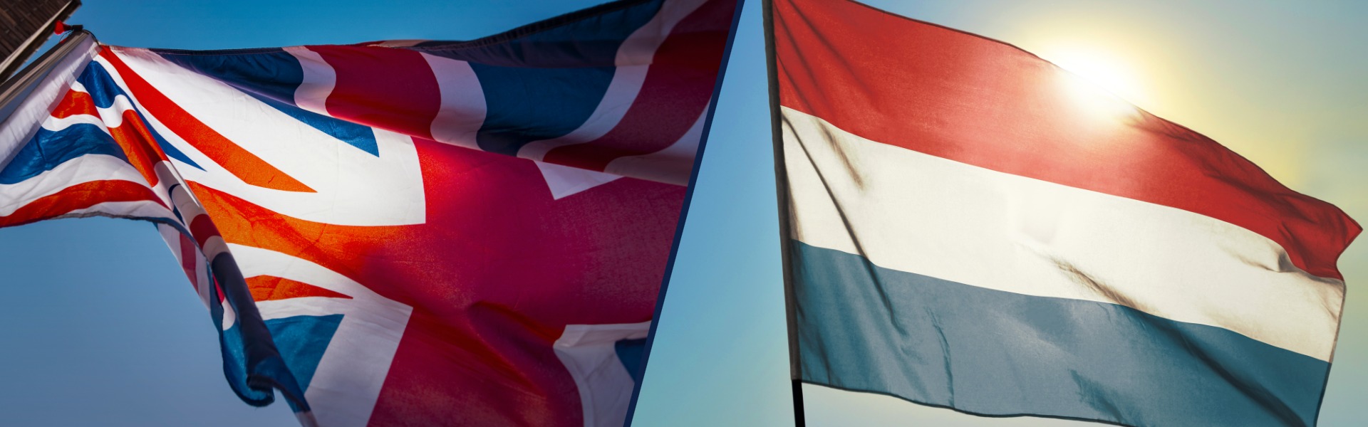 UK and Netherlands flags waving