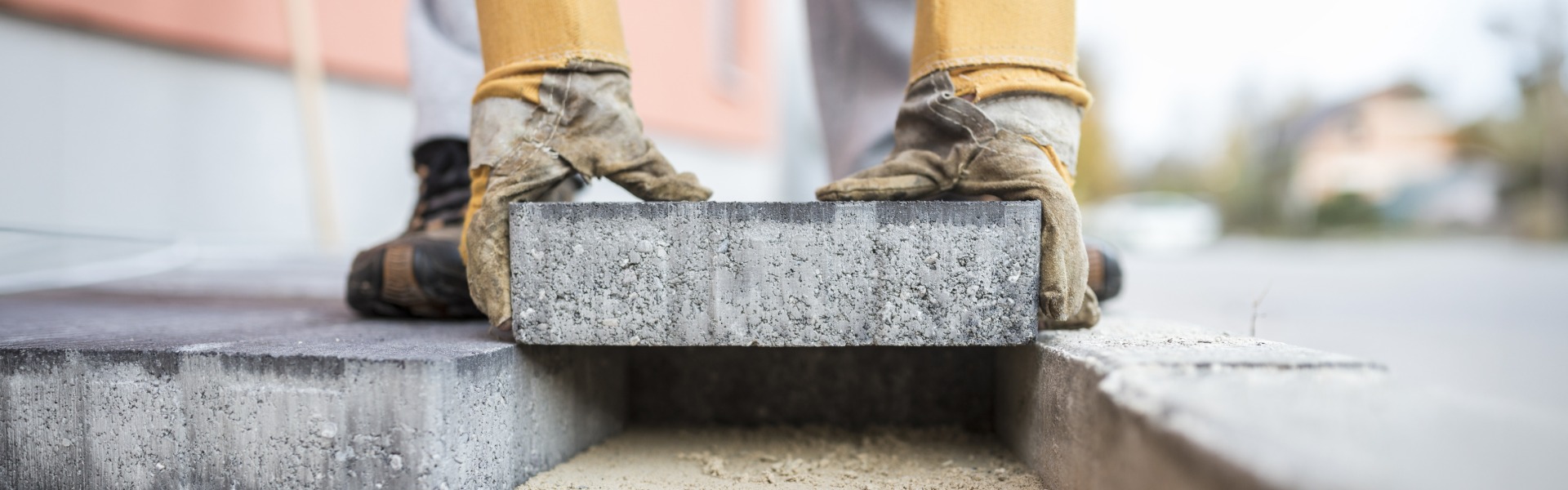 Brick being laid on a construction site