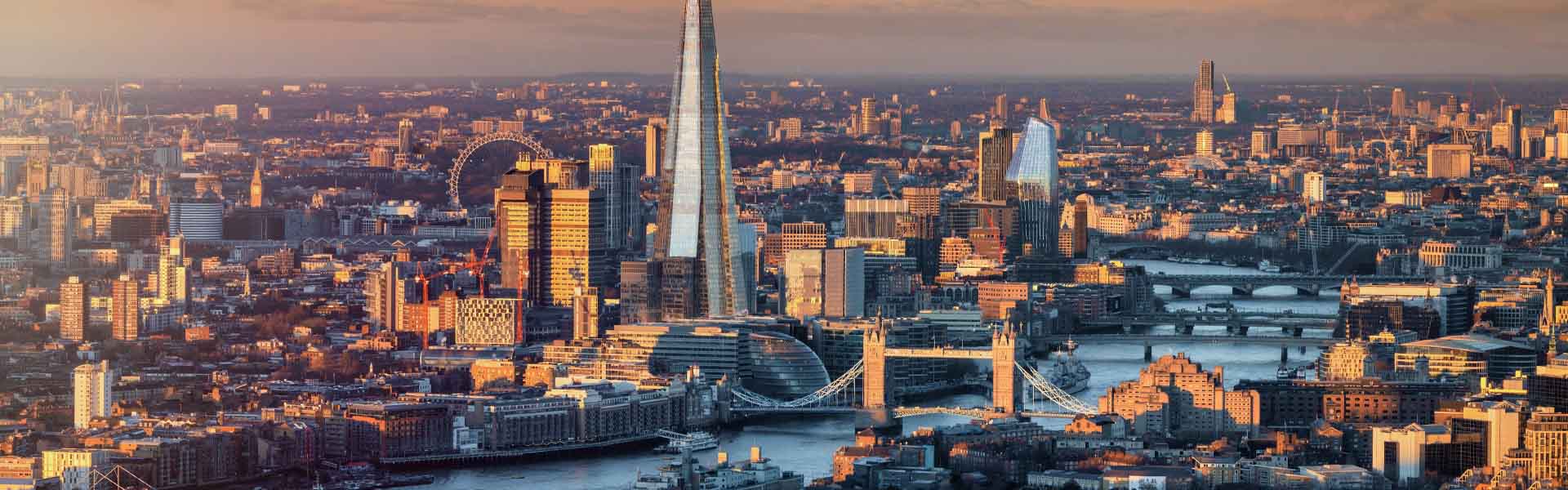 London skyline at sunset view