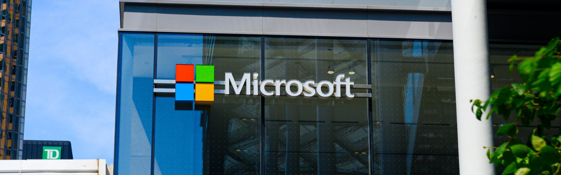 Microsoft building exterior logo sign