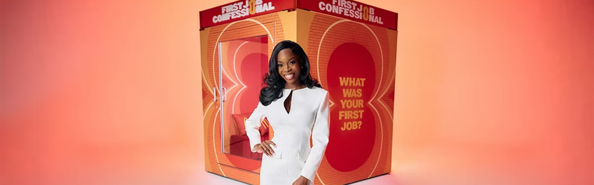 Olandria Carthen in front of McDonalds job confessional