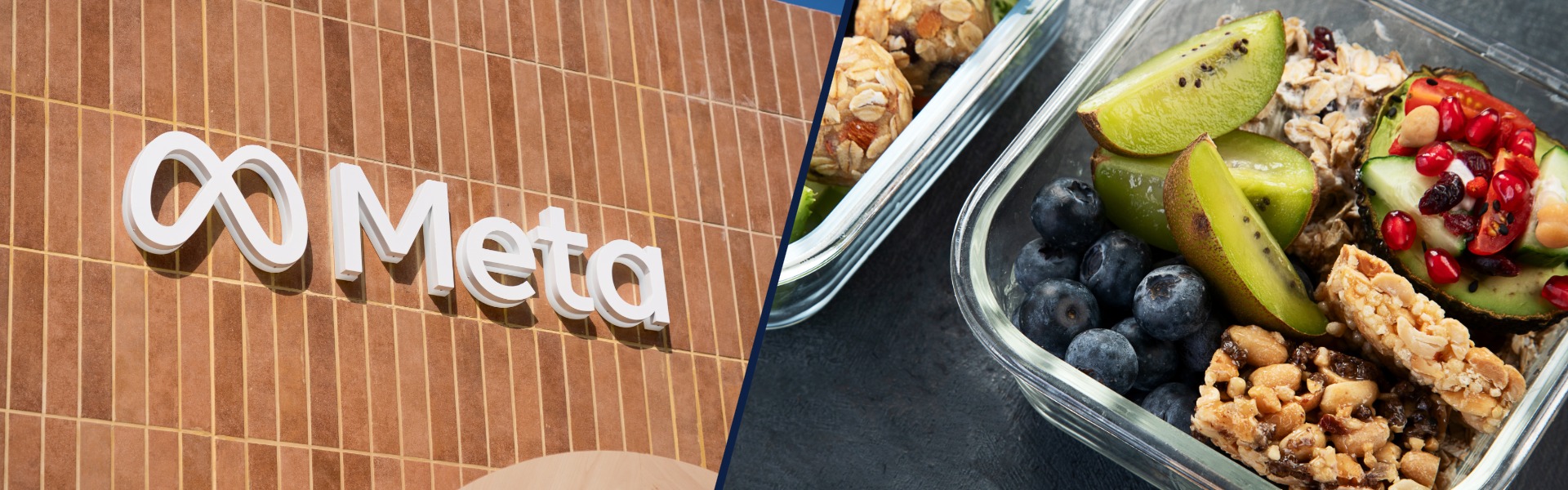 Meta logo and healthy breakfast