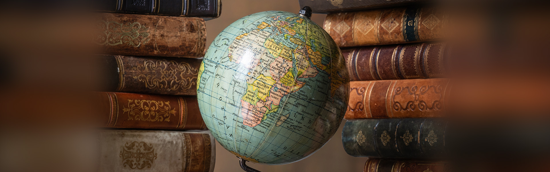 Vintage globe and antique books