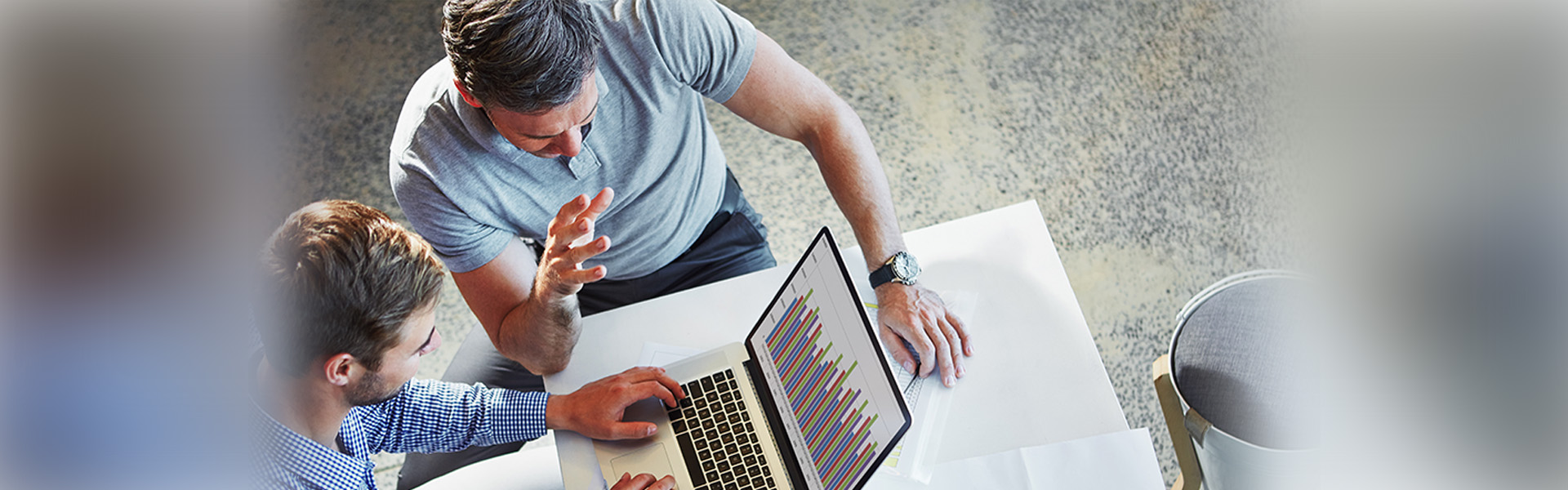 Business meeting analyzing sales data