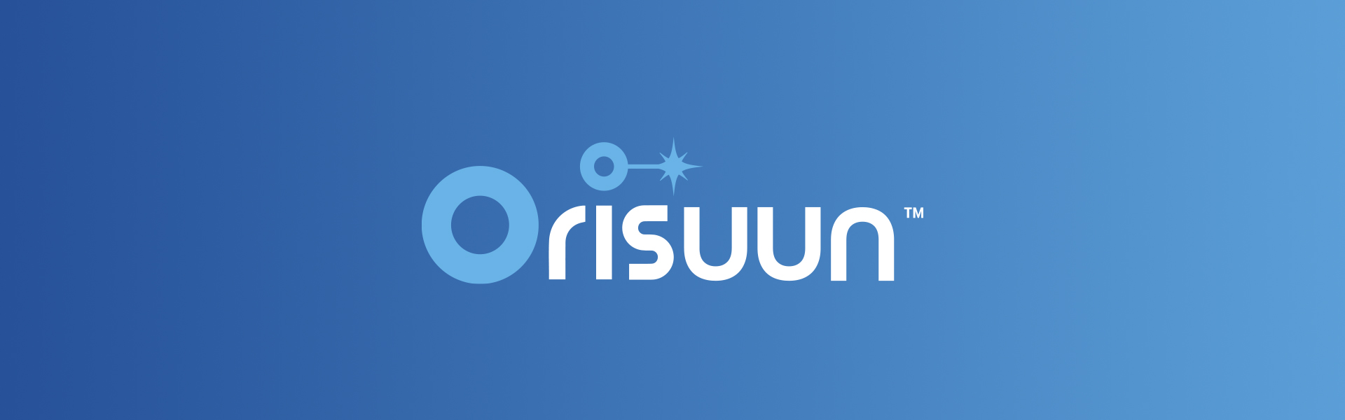 Orisuun logo on blue background
