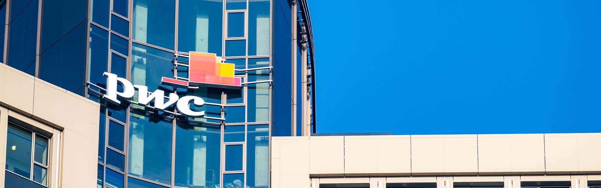 PwC office building exterior signage