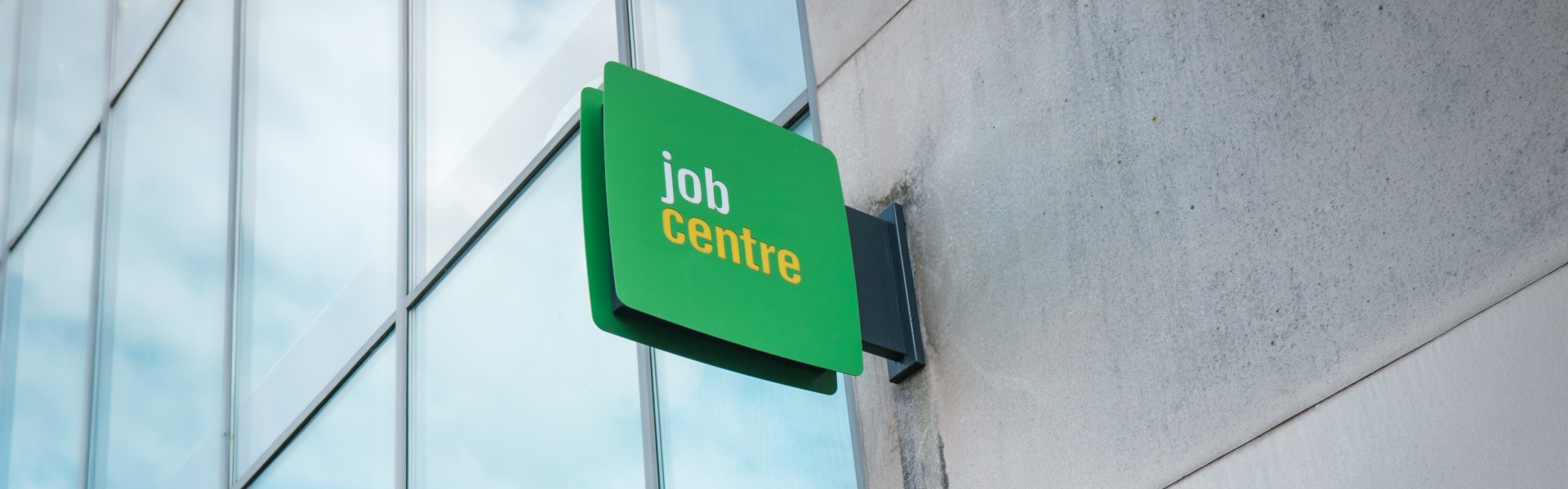Job centre green sign exterior