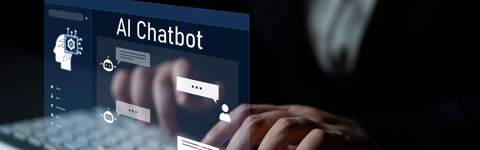AI chatbot interface on keyboard