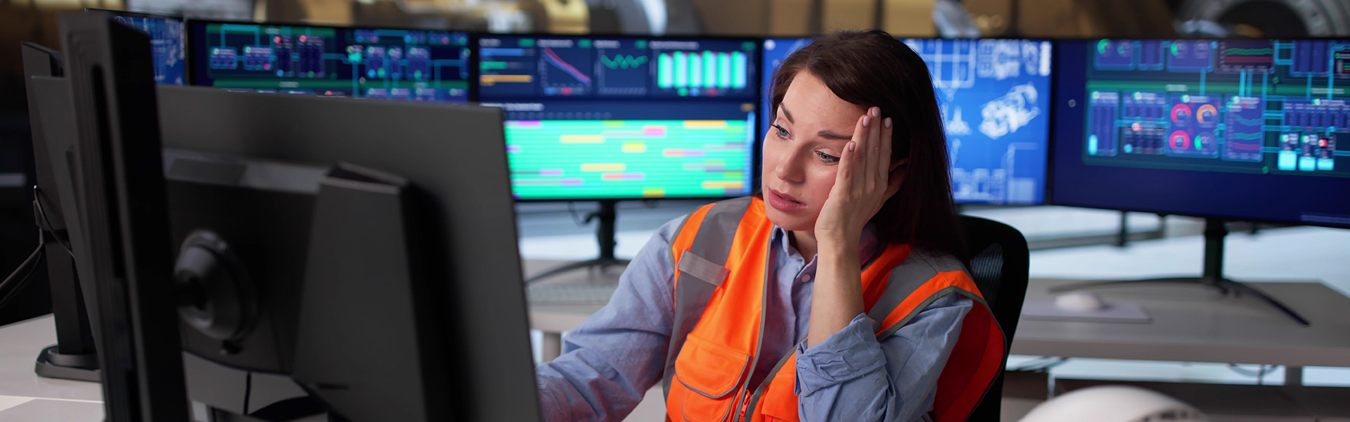 Stressed engineer at control center