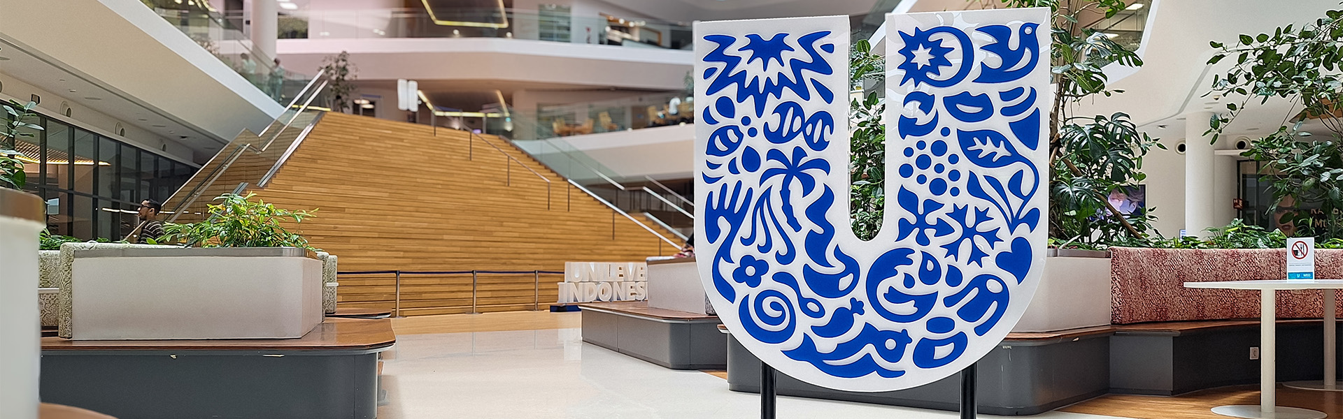Unilever logo in modern lobby