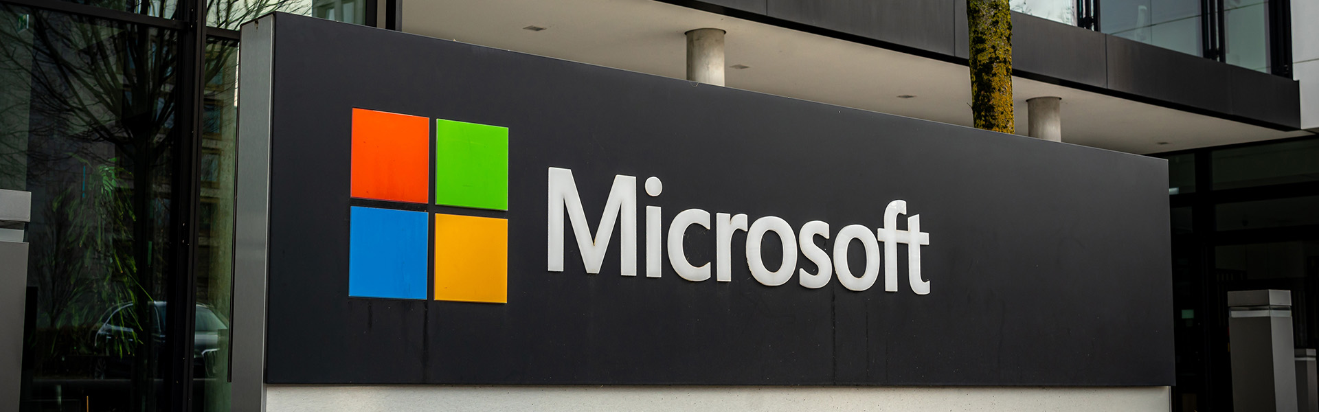 Microsoft office building exterior sign