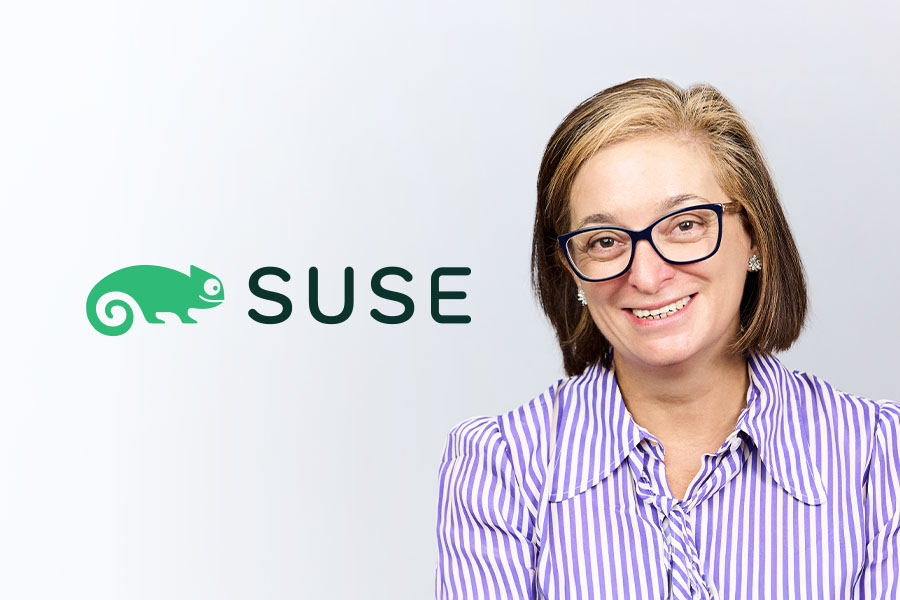Lisa Sherwell next to SUSE logo