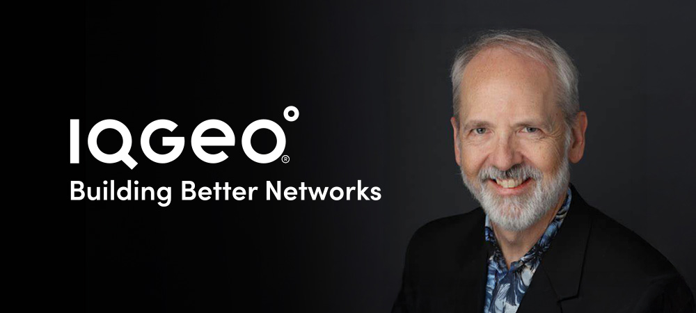 IQGeo logo with smiling Tom Ferland Global Head of HR at tech firm IQGeo