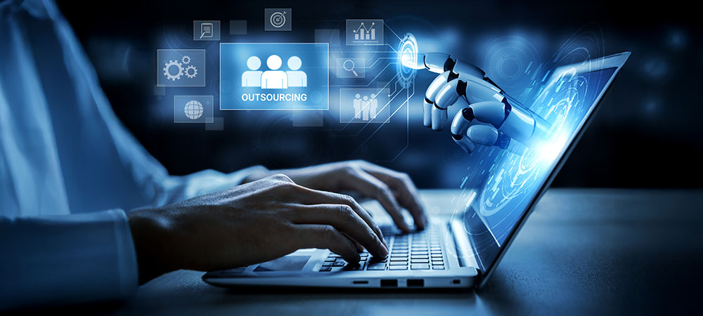 AI outsourcing technology concept illustration