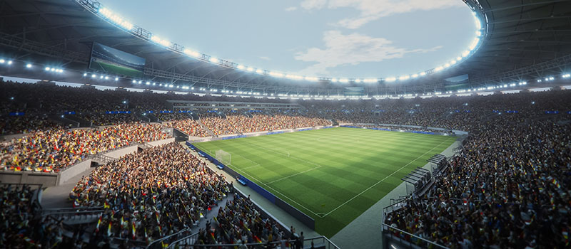 Crowded stadium during football match