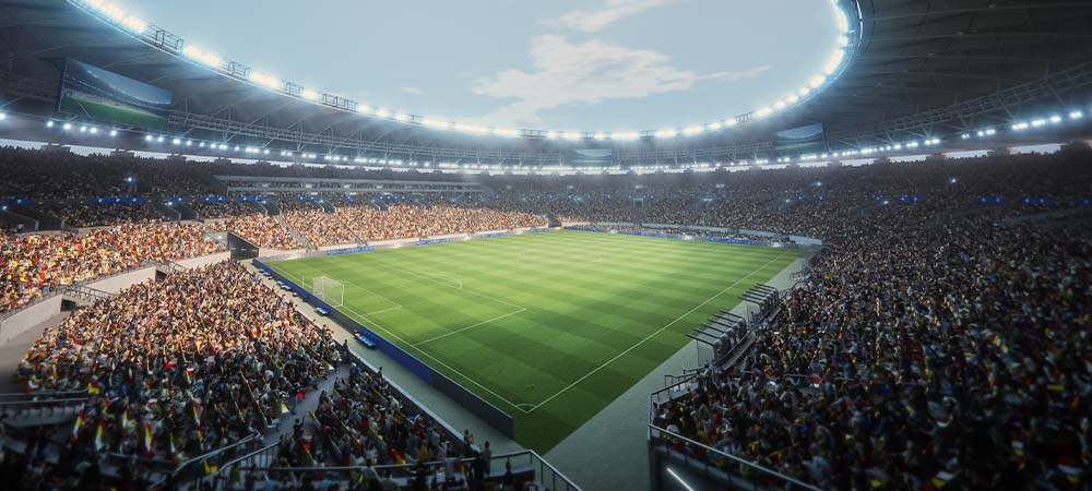 Crowded stadium during football match