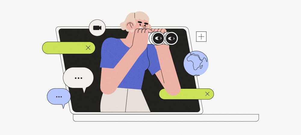 Illustration showing someone searching for a job opening