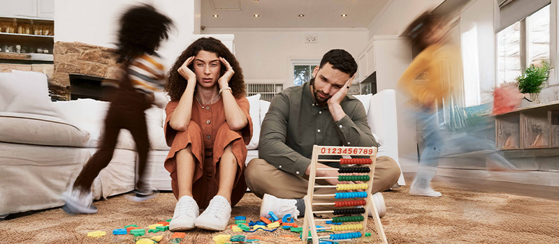 Stressed parents with active children