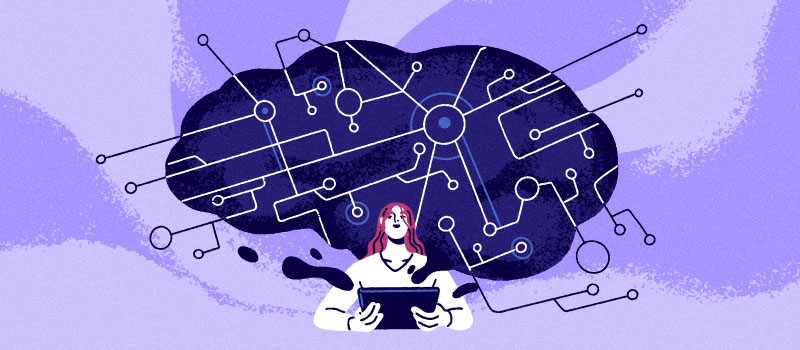 Artificial intelligence brain network illustration