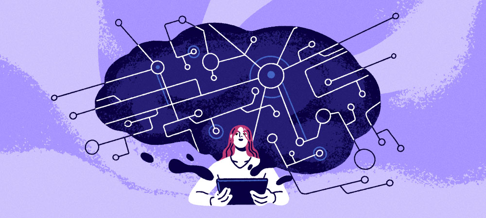 Artificial intelligence brain network illustration