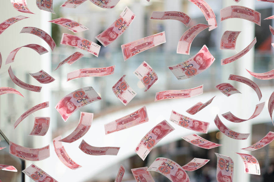 Boss 'makes it rain' by dropping staff bonuses from balcony