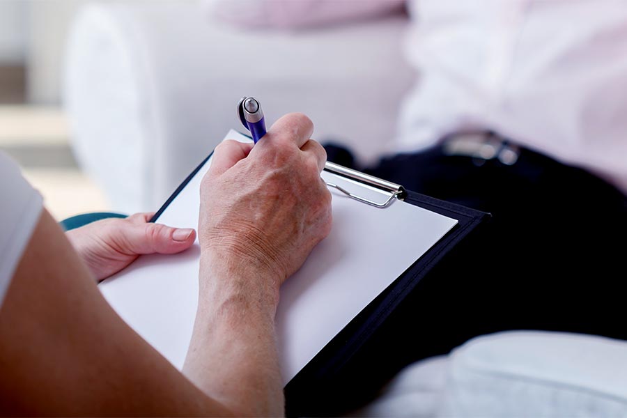Clients discuss 'divorce' & 'depression' with staff, boss provides counselling training