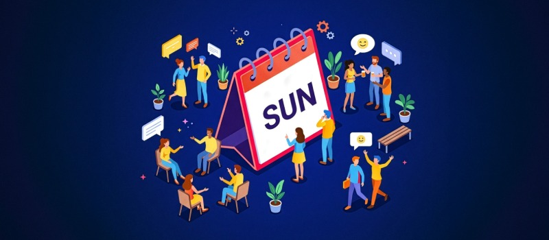 Sunday calendar with people activities