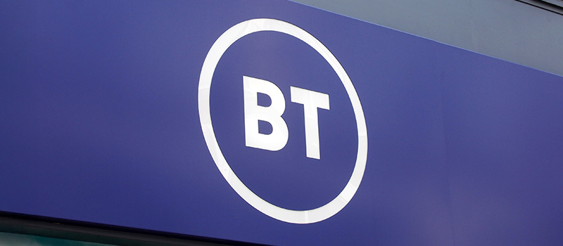 BT logo on blue background