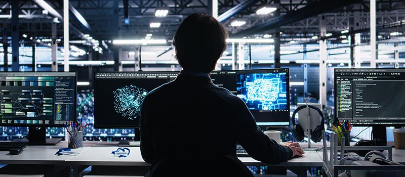 AI engineer working with computers