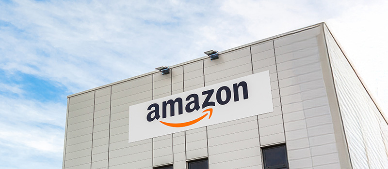 Amazon warehouse building exterior signage