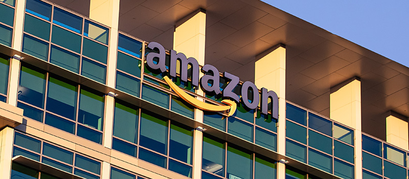 Amazon office building exterior logo