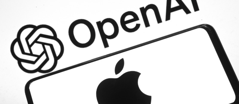 OpenAI and Apple logos together