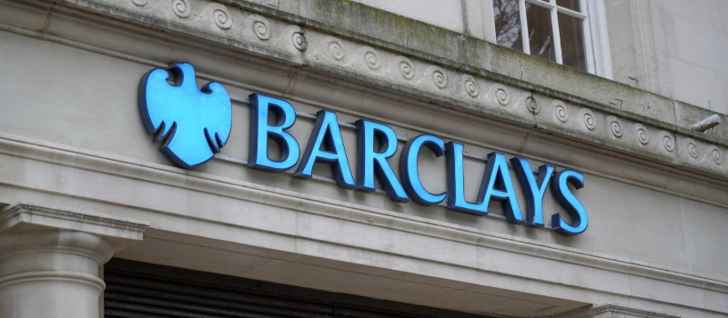 Barclays bank branch exterior sign