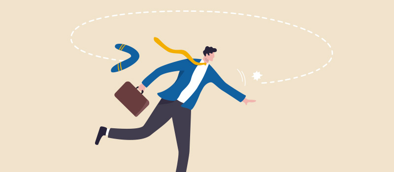 Businessman hit by boomerang