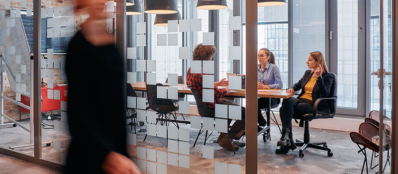 Modern office meeting room discussion
