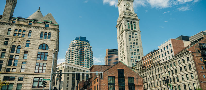 Boston downtown historic buildings skyline