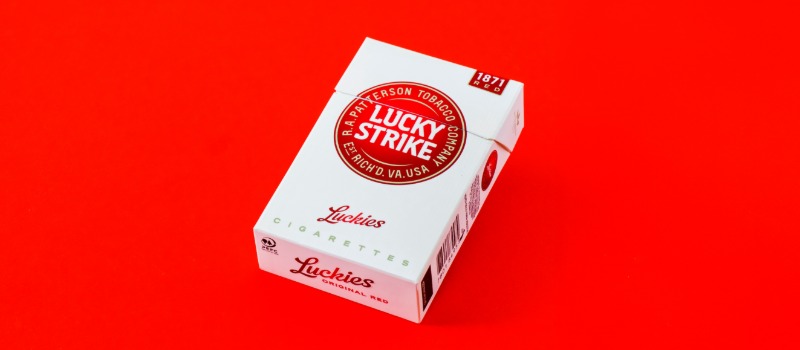 Lucky Strike cigarettes red background