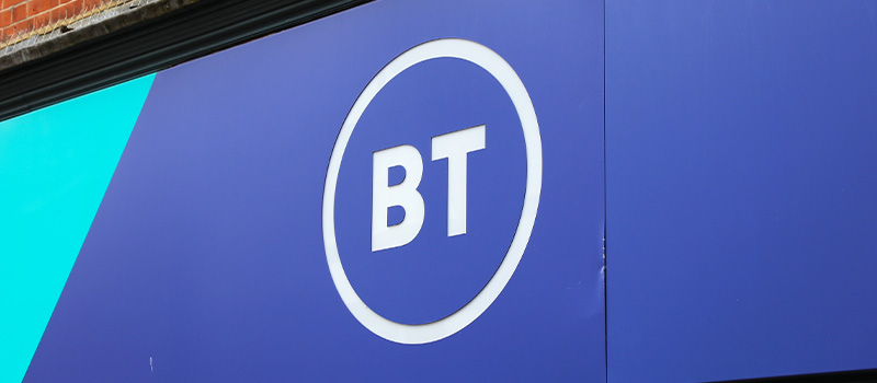 BT logo on blue background